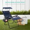 imageBest Choice Products 30 Wide Folding Zero Gravity Outdoor Recliner Patio Lounge Chair wAdjustable Canopy Shade Headrest Side Accessory Tray  MarineNavy