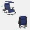 imageBest Choice Products 30 Wide Folding Zero Gravity Outdoor Recliner Patio Lounge Chair wAdjustable Canopy Shade Headrest Side Accessory Tray  MarineNavy Blue