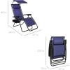 imageBest Choice Products 30 Wide Folding Zero Gravity Outdoor Recliner Patio Lounge Chair wAdjustable Canopy Shade Headrest Side Accessory Tray  MarineNavy Blue