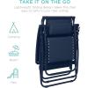imageBest Choice Products 30 Wide Folding Zero Gravity Outdoor Recliner Patio Lounge Chair wAdjustable Canopy Shade Headrest Side Accessory Tray  MarineNavy