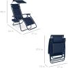 imageBest Choice Products 30 Wide Folding Zero Gravity Outdoor Recliner Patio Lounge Chair wAdjustable Canopy Shade Headrest Side Accessory Tray  MarineNavy