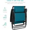 imageBest Choice Products 30 Wide Folding Zero Gravity Outdoor Recliner Patio Lounge Chair wAdjustable Canopy Shade Headrest Side Accessory Tray  MarinePeacock Blue