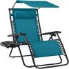 imageBest Choice Products 30 Wide Folding Zero Gravity Outdoor Recliner Patio Lounge Chair wAdjustable Canopy Shade Headrest Side Accessory Tray  MarinePeacock Blue