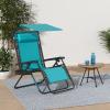 imageBest Choice Products 30 Wide Folding Zero Gravity Outdoor Recliner Patio Lounge Chair wAdjustable Canopy Shade Headrest Side Accessory Tray  MarinePeacock Blue