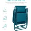 imageBest Choice Products 30 Wide Folding Zero Gravity Outdoor Recliner Patio Lounge Chair wAdjustable Canopy Shade Headrest Side Accessory Tray  MarinePeacock