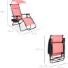 imageBest Choice Products 30 Wide Folding Zero Gravity Outdoor Recliner Patio Lounge Chair wAdjustable Canopy Shade Headrest Side Accessory Tray  MarinePink