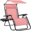 imageBest Choice Products 30 Wide Folding Zero Gravity Outdoor Recliner Patio Lounge Chair wAdjustable Canopy Shade Headrest Side Accessory Tray  MarinePink