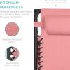imageBest Choice Products 30 Wide Folding Zero Gravity Outdoor Recliner Patio Lounge Chair wAdjustable Canopy Shade Headrest Side Accessory Tray  MarinePink