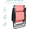 imageBest Choice Products 30 Wide Folding Zero Gravity Outdoor Recliner Patio Lounge Chair wAdjustable Canopy Shade Headrest Side Accessory Tray  MarinePink