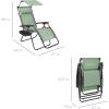 imageBest Choice Products 30 Wide Folding Zero Gravity Outdoor Recliner Patio Lounge Chair wAdjustable Canopy Shade Headrest Side Accessory Tray  MarineSage Green