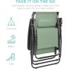 imageBest Choice Products 30 Wide Folding Zero Gravity Outdoor Recliner Patio Lounge Chair wAdjustable Canopy Shade Headrest Side Accessory Tray  MarineSage Green