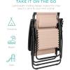 imageBest Choice Products 30 Wide Folding Zero Gravity Outdoor Recliner Patio Lounge Chair wAdjustable Canopy Shade Headrest Side Accessory Tray  MarineSand