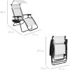 imageBest Choice Products 30 Wide Folding Zero Gravity Outdoor Recliner Patio Lounge Chair wAdjustable Canopy Shade Headrest Side Accessory Tray  MarineWhite
