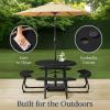 imageBest Choice Products 8Person Outdoor Bench Patio Picnic Table Circular w 4 Builtin Benches and Umbrella Hole 2000lb Capacity  BlackBlack
