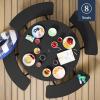 imageBest Choice Products 8Person Outdoor Bench Patio Picnic Table Circular w 4 Builtin Benches and Umbrella Hole 2000lb Capacity  BlackBlack