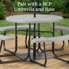 imageBest Choice Products 8Person Outdoor Bench Patio Picnic Table Circular w 4 Builtin Benches and Umbrella Hole 2000lb Capacity  BlackLight Gray
