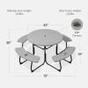 imageBest Choice Products 8Person Outdoor Bench Patio Picnic Table Circular w 4 Builtin Benches and Umbrella Hole 2000lb Capacity  BlackLight Gray