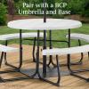 imageBest Choice Products 8Person Outdoor Bench Patio Picnic Table Circular w 4 Builtin Benches and Umbrella Hole 2000lb Capacity  BlackWhite