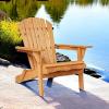 imageBest Choice Products Folding Adirondack Chair Outdoor Wooden Accent Furniture Fire Pit Lounge Chairs for Yard Garden Patio w 350lb Weight Capacity  NaturalNatural