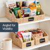 imageBest Choice Products Natural Hyacinth Angled Pantry Storage Baskets Large Woven Wicker Storage Bins wHandles Storage Container Baskets for Shelves Chalkboard Label amp Marker Set of 3  ChestnutNatural