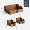 imageBest Choice Products Natural Hyacinth Angled Pantry Storage Baskets Large Woven Wicker Storage Bins wHandles Storage Container Baskets for Shelves Chalkboard Label amp Marker Set of 3  ChestnutChestnut