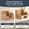 imageBest Choice Products Natural Hyacinth Angled Pantry Storage Baskets Large Woven Wicker Storage Bins wHandles Storage Container Baskets for Shelves Chalkboard Label amp Marker Set of 3  ChestnutNatural