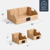 imageBest Choice Products Natural Hyacinth Angled Pantry Storage Baskets Large Woven Wicker Storage Bins wHandles Storage Container Baskets for Shelves Chalkboard Label amp Marker Set of 3  ChestnutNatural