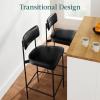 imageBest Choice Products Set of 2 Armless Counter Height Bar Stools Modern PU Faux Leather Stools for Kitchen Island Home Dining  Mocha BrownMidnight Black