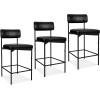imageBest Choice Products Set of 2 Armless Counter Height Bar Stools Modern PU Faux Leather Stools for Kitchen Island Home Dining  Mocha BrownMidnight Black
