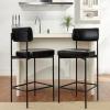 imageBest Choice Products Set of 2 Armless Counter Height Bar Stools Modern PU Faux Leather Stools for Kitchen Island Home Dining  Mocha BrownMidnight Black