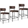 imageBest Choice Products Set of 2 Armless Counter Height Bar Stools Modern PU Faux Leather Stools for Kitchen Island Home Dining  Mocha BrownMocha Brown