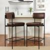 imageBest Choice Products Set of 2 Armless Counter Height Bar Stools Modern PU Faux Leather Stools for Kitchen Island Home Dining  Mocha BrownMocha Brown