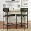 imageBest Choice Products Set of 2 Armless Counter Height Bar Stools Modern PU Faux Leather Stools for Kitchen Island Home Dining  Mocha BrownMoss Green