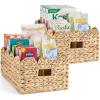 imageBest Choice Products 16x12 Scalloped Shelf Baskets Woven Storage Bins Pantry Organizer for Kitchen Living Room Bathroom Bedroom amp Laundry 2 Pack  Natural with White TrimNatural