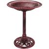 imageBest Choice Products 28in Pedestal Bird Bath Vintage Outdoor Resin Accent Decoration wFleurdeLis Accents  Cherry RedCherry Red