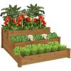 imageBest Choice Products 3Tier Fir Wood Raised Garden Bed Planter Kit for Plants Herbs Vegetables Outdoor Gardening wStackable amp Flat Arrangement Easy Assembly  Acorn BrownAcorn Brown