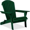 imageBest Choice Products Folding Adirondack Chair Outdoor Wooden Accent Furniture Fire Pit Lounge Chairs for Yard Garden Patio w 350lb Weight Capacity  NaturalYard Green