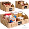 imageBest Choice Products Natural Hyacinth Angled Pantry Storage Baskets Large Woven Wicker Storage Bins wHandles Storage Container Baskets for Shelves Chalkboard Label amp Marker Set of 3  ChestnutNatural