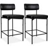 imageBest Choice Products Set of 2 Armless Counter Height Bar Stools Modern PU Faux Leather Stools for Kitchen Island Home Dining  Mocha BrownMidnight Black