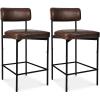 imageBest Choice Products Set of 2 Armless Counter Height Bar Stools Modern PU Faux Leather Stools for Kitchen Island Home Dining  Mocha BrownMocha Brown