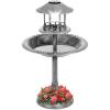 imageBest Choice Products Solar Outdoor Bird Bath Vintage Resin Pedestal Fountain Decoration for Yard Garden wPlanter Base Feeder Decorative Bird Cage Fillable Stand  BronzeStone