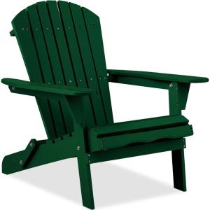 imageBest Choice Products Folding Adirondack Chair Outdoor Wooden Accent Furniture Fire Pit Lounge Chairs for Yard Garden Patio w 350lb Weight Capacity  NaturalYard Green
