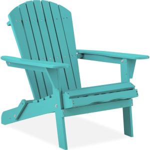 imageBest Choice Products Folding Adirondack Chair Outdoor Wooden Accent Furniture Fire Pit Lounge Chairs for Yard Garden Patio w 350lb Weight Capacity  NaturalDark Turquoise