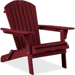 imageBest Choice Products Folding Adirondack Chair Outdoor Wooden Accent Furniture Fire Pit Lounge Chairs for Yard Garden Patio w 350lb Weight Capacity  NaturalRed