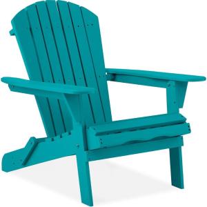 imageBest Choice Products Folding Adirondack Chair Outdoor Wooden Accent Furniture Fire Pit Lounge Chairs for Yard Garden Patio w 350lb Weight Capacity  NaturalPeacock Blue