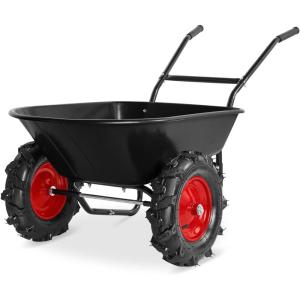 imageBest Choice Products Heavy Duty DualWheel Wheelbarrow Garden Cart  500 lb Capacity ExtraLarge Wheels Builtin Stand for Yard Garden amp Landscaping  GreenBlack