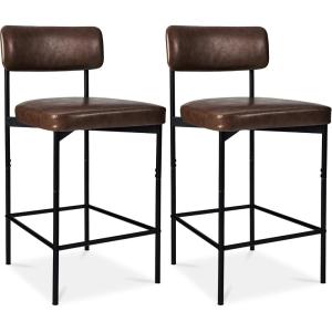 imageBest Choice Products Set of 2 Armless Counter Height Bar Stools Modern PU Faux Leather Stools for Kitchen Island Home Dining  Mocha BrownMocha Brown