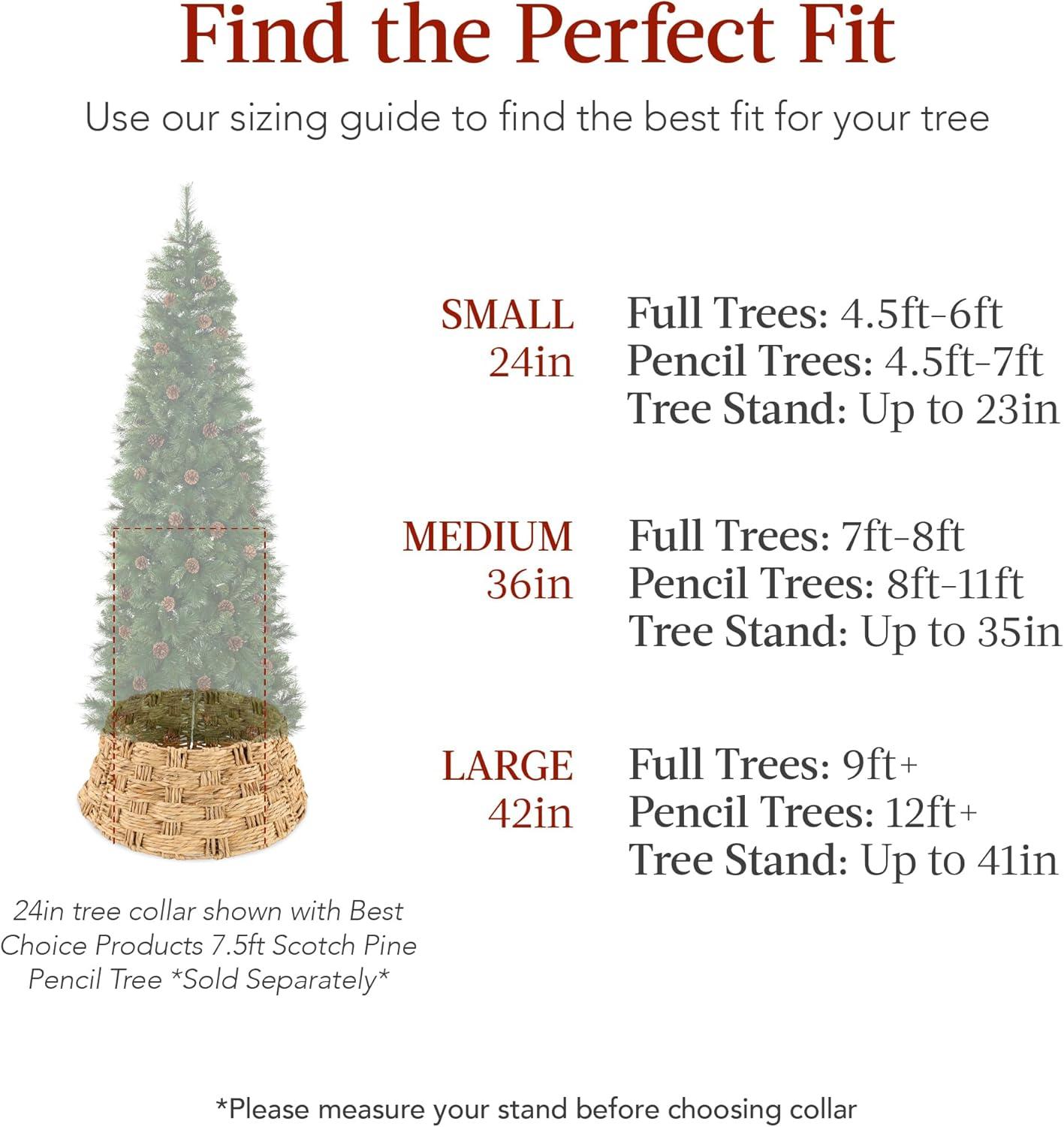 imageBest Choice Products 24in Christmas Tree Collar Woven Hyacinth 3Piece Holiday Rattan Tree Skirt Accessory for Home wCord CutOut  Transparent WhiteNatural  Basket Weave