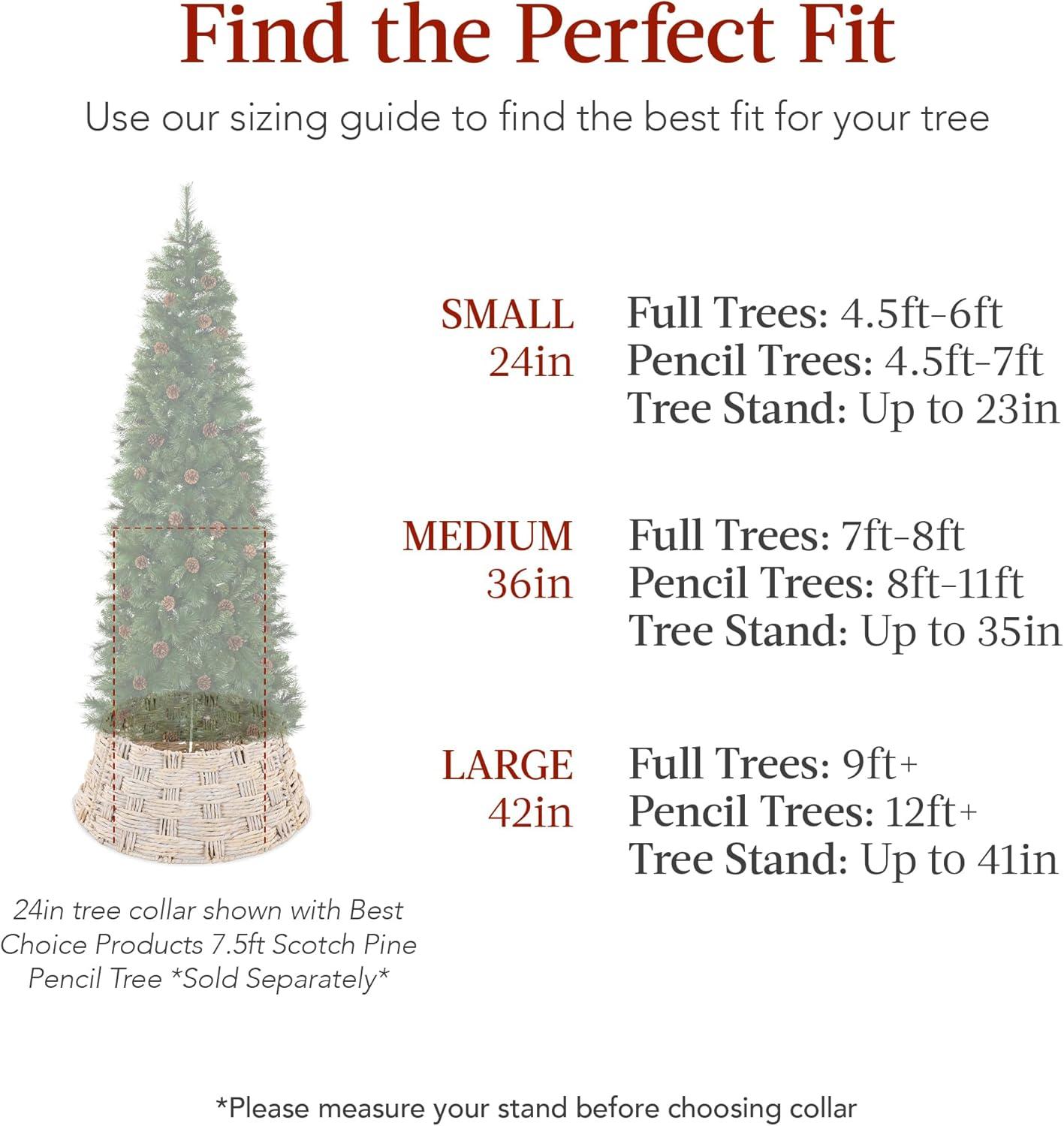 imageBest Choice Products 24in Christmas Tree Collar Woven Hyacinth 3Piece Holiday Rattan Tree Skirt Accessory for Home wCord CutOut  Transparent WhiteTransparent White  Basket Weave