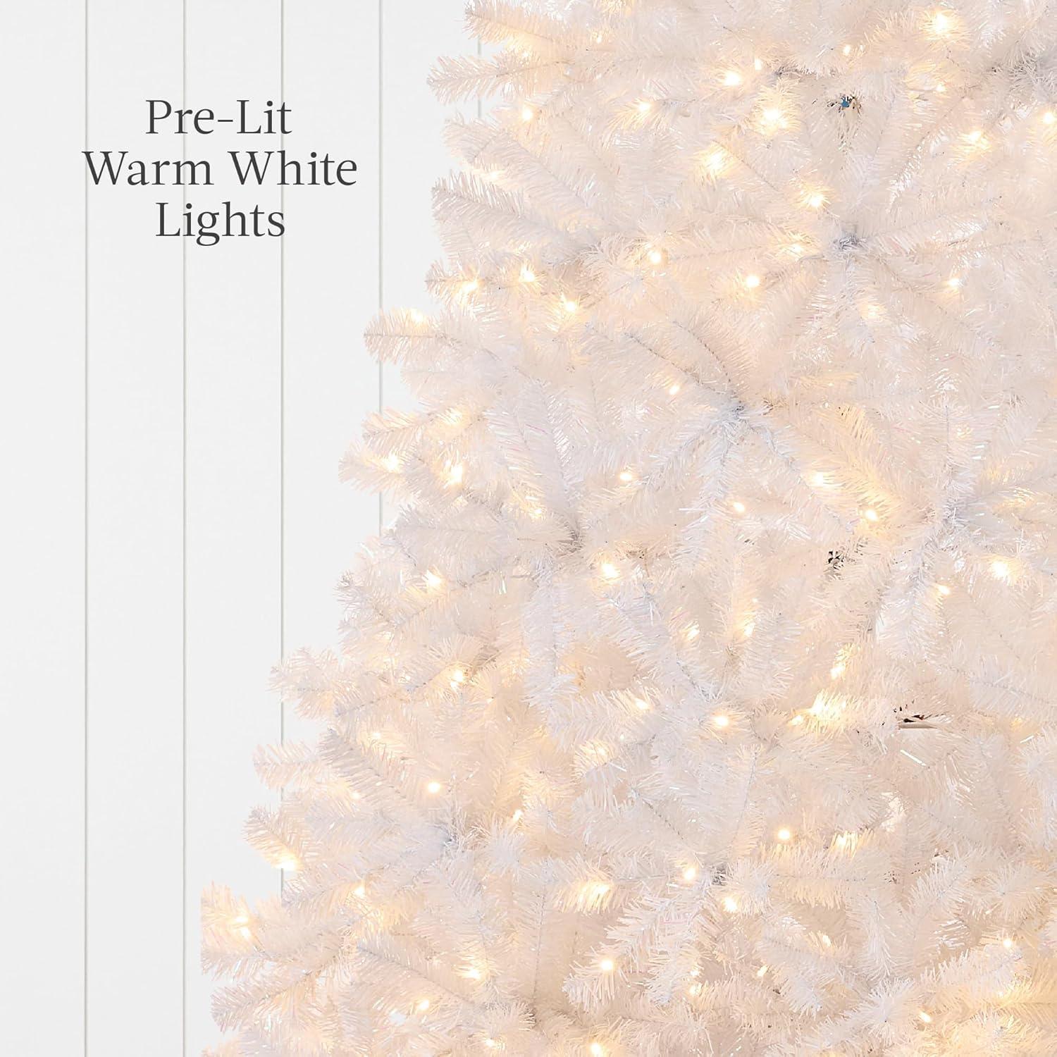imageBest Choice Products 9ft Prelit Tinsel Christmas Tree Artificial Seasonal Holiday Decoration w 2097 Branch Tips Stand  PinkWhite